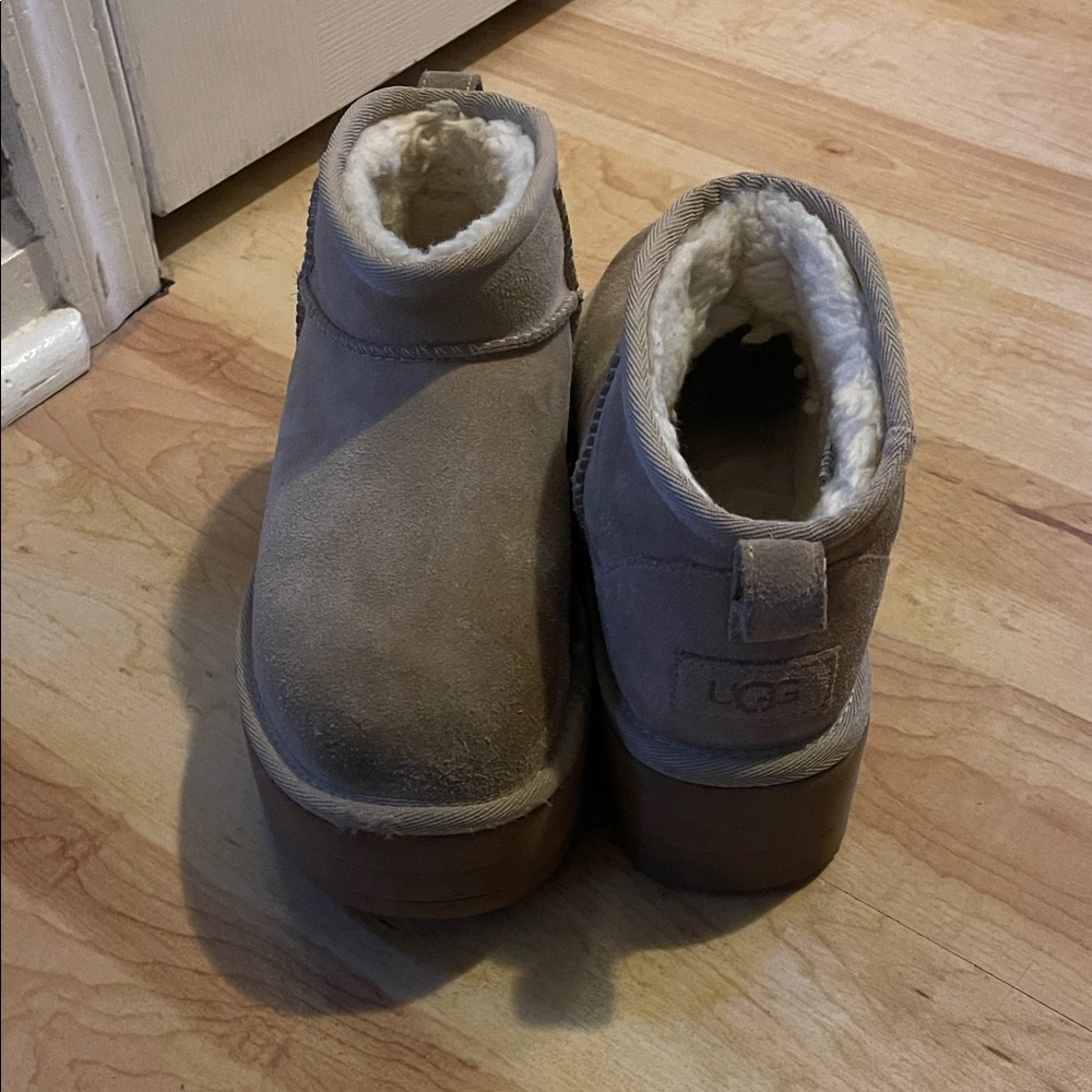UGG Beige Classic Ultra Mini Boots- Platform